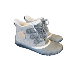 Sorel Out N About Plus Waterproof Grey Felt Duck Rain Boots Womens 6.5 Gorpcore